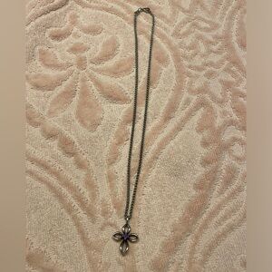 James Avery Remembrance Cross with Purple Gemstone and 16” Chain